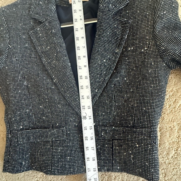 Vintage Pendleton Cropped Wool Blazer Jacket Size 6 Black White Textured - Picture 6 of 8